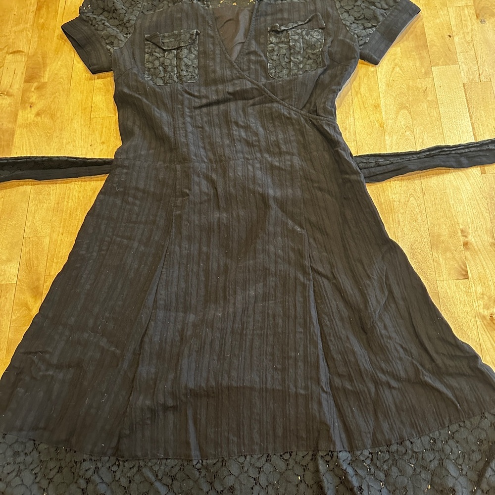 BCBGirls Black Ribbed A-Line Dress Casual